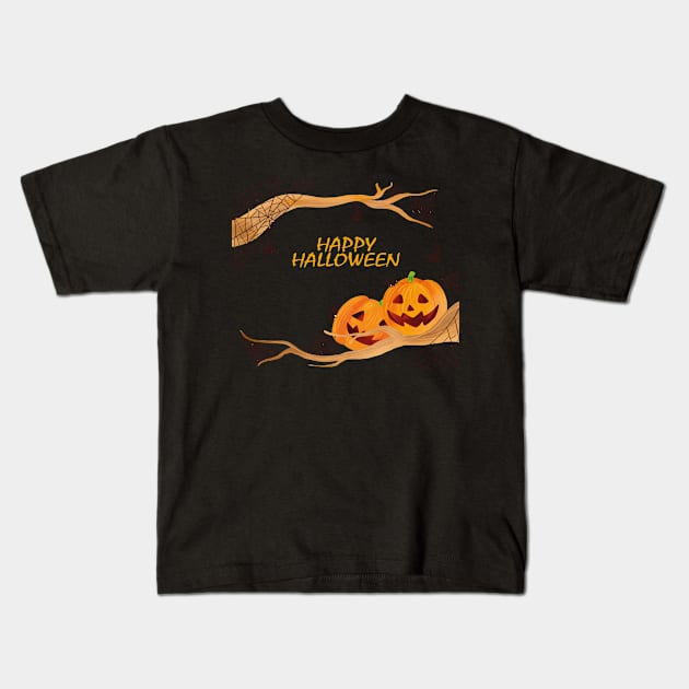 Happy Halloween Kids T-Shirt by Ambrosius